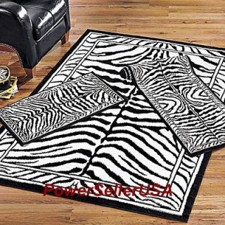 Newly listed 3PC Combo Set Zebra Skin Design Area Rug African Carpet