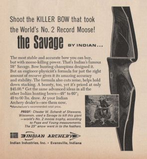 Vintage 1968 INDIAN ARCHERY Savage Bow Print Ad