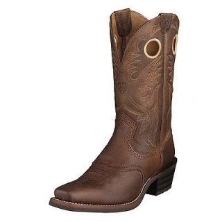 Ariat Mens Heritage Roughstock Leather Cowboy Boots Brown Oiled