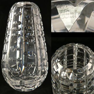 VINTAGE WATERFORD ART DECO CLEAR CUT NOTCHED CRYTAL VASE A1