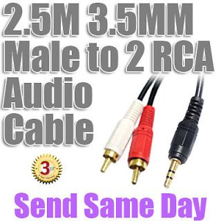 5M Audio Stereo 3.5MM Jack to 2RCA Mobile i Phone PC LCD Sound