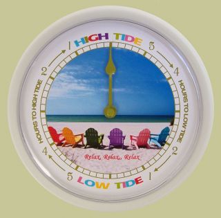 TIDE CLOCK 10 White Plastic frame #204W Relax, Relax, Relax dial