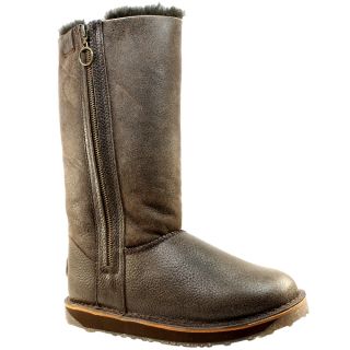 WOMENS EMU AUSTRALIA ASHBY BROWN LEATHER FUR LINED WINTER SNOW BOOTS