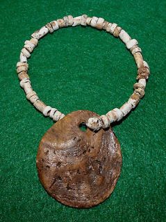 Indian Artifacts   50 Shell Beads + Shell Pendant