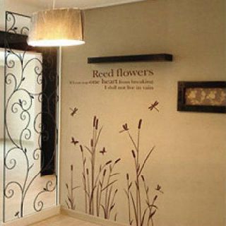 New DIY Wall Paper Art Decor Decal Stickers Reed Flowers Coffee