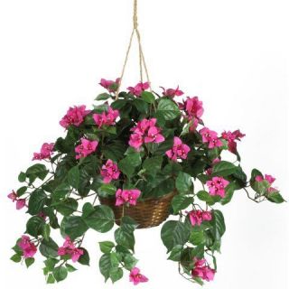 24 Pink Bougainvillea Hanging Basket   Silk Flower Arrangement