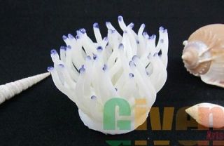 Fish Tank Silicone Sea Anemone Artificial Coral Ornament RT117 white