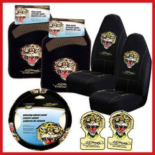 Ed Hardy Tiger 7PC Car Seat Covers Accessories Set