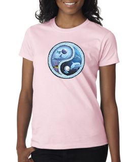 Dolphin Yin Yang Peace Harmony Ocean Ladies Tee Shirt