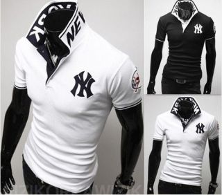York Yankees embroidered avant garde Slim Mens shirt short sleeved