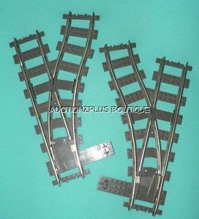 LEGO OLD GRAY TRAIN LEFT & RIGHT SWITCH TRACKS 9V TRACK PIECES 4531