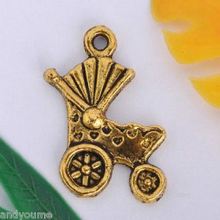 20/40/100pcs Gold Plated Baby Carriage Charm Pendant 19x12MM 0483j