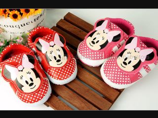 Baby Girl Red Pink Dots Mouse Mini Sneakers shoes UK size 1 2 3