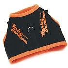 Harley Davidson Orange Fleece Black Canvas Logo Dog Harness Vest XS