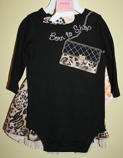 Baby Essentials Long Sleeve Creeper Born to Shop Leopard Skirt Socks