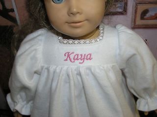 Name White Flannel Nightgown 18 Doll clothes fit American Girl