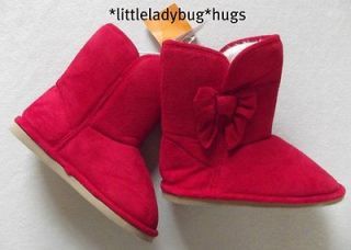 NWT Gymboree COZY CUTIE Red Sherpa Boots Faux Fur Lined Size 2 Youth