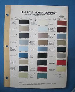 1966 Ford Dupont Exterior Colors paint chip