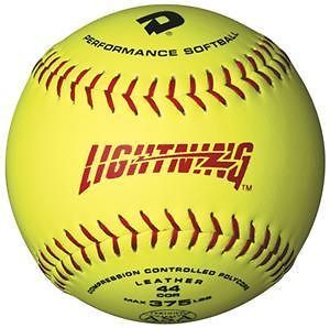 DeMarini Lightning Yellow Leather Polycore 12 ASA Softballs WTALL12YA