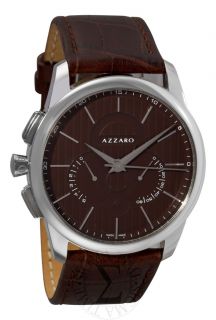 Azzaro Mens Legend Chrono Havana Leather Strap Retrograde Watch AZ2060