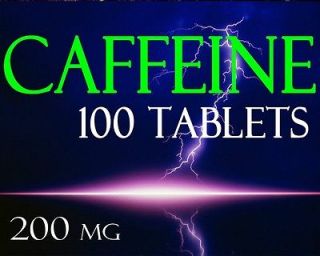 100 CAFFEINE TABLETS (200mg) STIMULANT ENERGY PILLS, WAKE UP AID