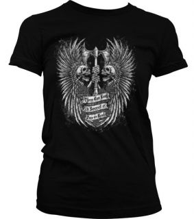 Skeletons With Double Axe Skull Gothic Indian Tribal Tribe Mens T