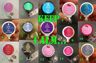 Keep Calm ID badge holder with retractable reel / name badge holder