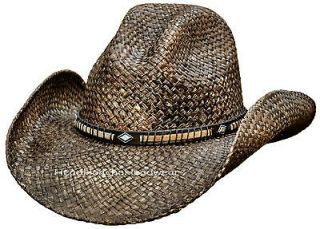 WESTERN COWBOY HAT OUTBACK STRAW LEATHER SCALA RANCH MEN Cowgirl