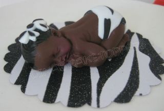 BABY SHOWER cake Topper Baptism Christening zebra print decorations