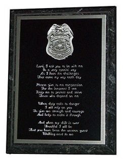 POLICE OFFICERS PRAYER PLAQUE   GREAT GIFT OR AWARD 