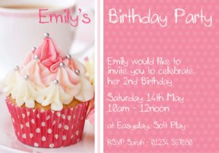CUPCAKES Personalised party invitations x 12 ANY AGE