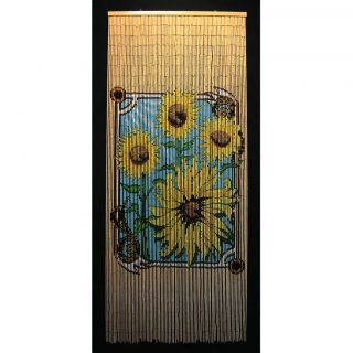 SUNFLOWERS Painted Bamboo Door Curtain   2088
