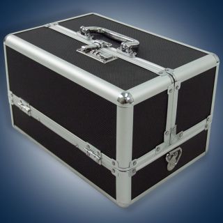 Makeup Cosmetic Aluminum Storage Case Box w Tiers Lockable Jewelry Bag