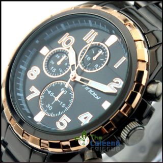 NEW SINOBI Fashion Black Steel Men Quartz Sport Wrist Watch relojes de