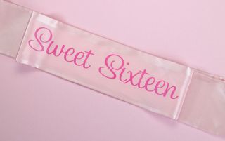 Sweet Sixteen Sash Sweet 16 Party Birthday Party Pink Sash