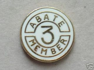 RARE ABATE 3 YEAR MEMBER VEST HAT JACKET PIN VERY HARD TO FIND