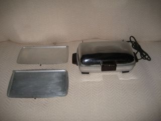 VINTAGE GENERAL ELECTRIC CHROME WAFFLE MAKER IRON **CLEAN**
