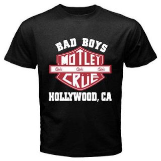 New MOTLEY CRUE Bad Boys Metal Rock Band Mens Black T Shirt Size S