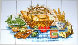Bread Basket Ceramic Tile Mural 15 pcs of 4.25 Backsplash Kiln Fired