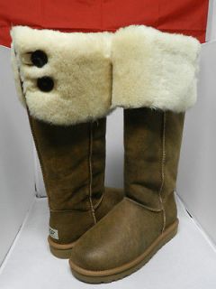 NEW WOMEN UGG BOOT OVER THE KNEE BAILEY BUTTON BOMBER CHESTNUT 100%