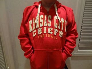 New Mens Kansas City Chiefs Red 3D Appliqued Full Zip Hooded