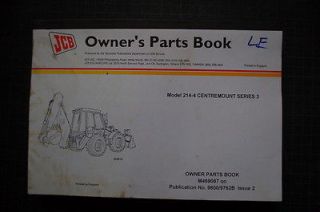 JCB 214 4 Backhoe OWNER PARTS BOOK Manual catalog spare shop loader