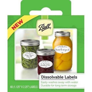 Ball 10734 Pack of 60 Dissolvable Food Canning Jar Labels Use on Glass