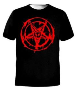 Red Blood Pentagram Baphomet Occult Black Metal T Shirt