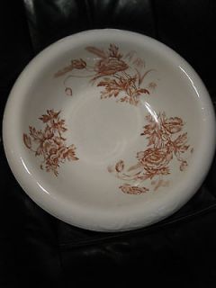 BROWN Maroon Flowers KT & K CO KNOWLES TAYLOR WASH BOWL BASIN PITCHER