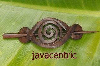 Carved wooden SPIRAL Hair Pin Barrette Clasp Slide handmade new
