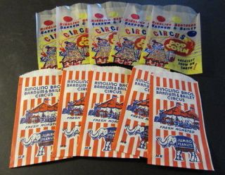 Old 1950s RINGLING Bros. CIRCUS Popcorn / Peanut Bags   BARNUM BAILEY