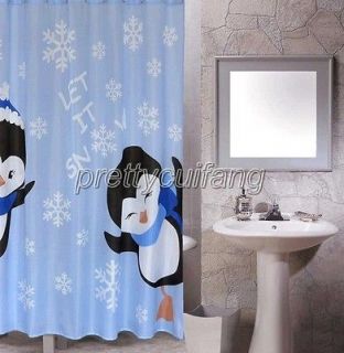 Penguin Animal Snowflake Pictrue Bathroom Fabric Shower Curtain ps245