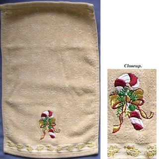 Christmas Hand Towel designed w/ Cand Cane. Winter (Christmas) Holiday