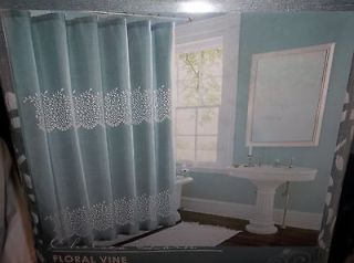 Floral Vine Laser Cut Bathroom Shower Curtain 72 x 72 Teal Blue